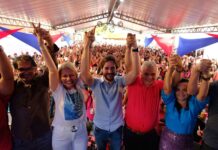 Multidão vai às ruas para receber Pedro em Alhandra, durante oficialização do apoio do prefeito Marcelo Rodrigues