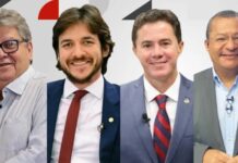 Ipec na Paraíba, para governador: João, 39%; Pedro, 22%; Veneziano, 22% e Nilvan 15%