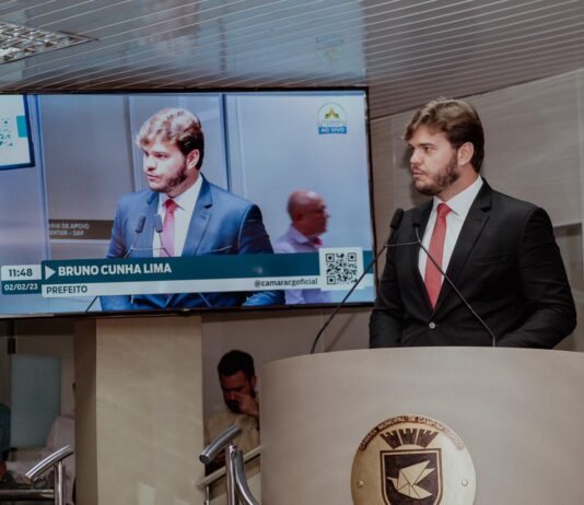 Bruno agradece apoio de vereadores e destaca projetos administrativos, em mensagem anual na CMCG