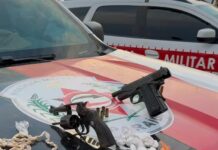 PM apreende armas após confronto com suspeitos no Sertão da Paraíba