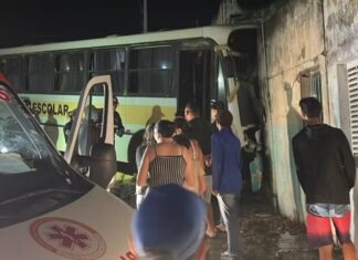 Motorista de ônibus escolar morre e estudantes ficam feridos após acidente em Aroeiras