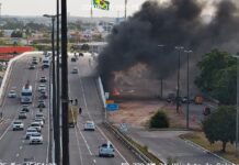 Incêndio é registrado na área do viaduto de Água Fria, em João Pessoa