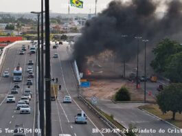 Incêndio é registrado na área do viaduto de Água Fria, em João Pessoa