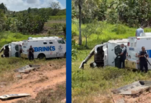 Carro-forte capota na PB-034 e deixa quatro seguranças feridos no Litoral Sul da Paraíba