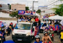 Cícero, Diogo, Romero, Veneziano, Dr. Jhony e Pedro reúnem forças em grande carreata por Campina Grande
