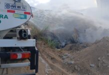 SESUMA mobiliza três caminhões-pipa e utiliza mais de 100 mil litros de água no combate a incêndio em fábrica de São José da Mata