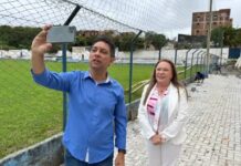 Deputado Fábio Ramalho visita obra do Estádio Municipal de Lagoa Seca