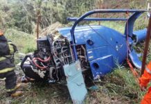 Helicóptero cai em área de mata em São Paulo e casal morre
