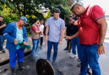 Leo Bezerra acompanha fiscalização e exige correção de ligação irregular em afluente do Rio Cuia