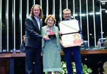 Nilda Gondim recebe a Comenda Ceci Cunha no Senado e Veneziano ressalta trabalho da Bancada Feminina na Casa