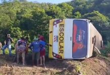 Acidente com ônibus escolar deixa dois estudantes mortos em Pilões