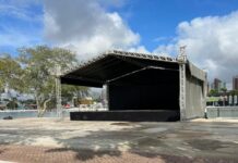 Montagem do palco do Natal Iluminado foi concluída na madrugada desta quarta-feira em CG