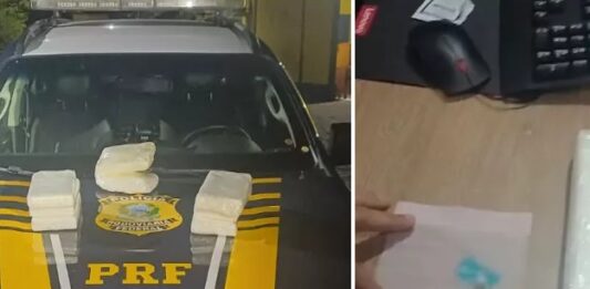 PRF apreende 8 kg de cocaína em ônibus na BR-230 em Cajazeiras