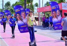 Rosália Lucas protagoniza ação na orla de João Pessoa e ressalta a força do turismo para a economia da Paraíba