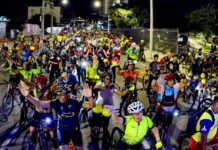 Centenas de ciclistas participam do pedal de abertura do Maio Amarelo, em Campina Grande