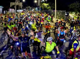 Centenas de ciclistas participam do pedal de abertura do Maio Amarelo, em Campina Grande